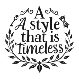 timeless wreath SVG PNG design with bold lettering, black and white floral elements