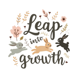 rabbits growth flora SVG PNG design with bold lettering, black floral elements