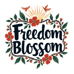 freedom blossom shirt SVG PNG design with hand-drawn style, bold lettering, red and green floral elements