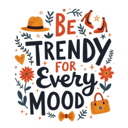 trendy mood SVG PNG design with bold lettering, orange and pink floral elements