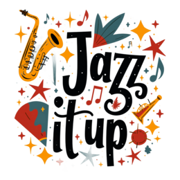 jazz music shirt SVG PNG design with bold lettering, black and red floral elements