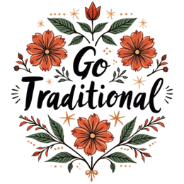 flower traditional SVG PNG design with bold lettering, orange and green floral elements, an uplifting message