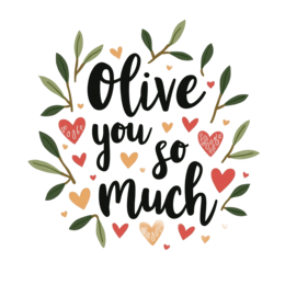 quotes olive love SVG PNG design with hand-drawn style, black and white floral elements