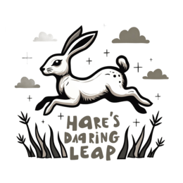 hare leap illustration SVG PNG design with bold lettering