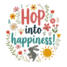 hop happiness SVG PNG design with bold lettering, pink and red floral elements
