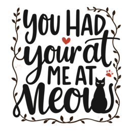 quotes cat SVG PNG design with hand-drawn style, bold lettering, black and white floral elements