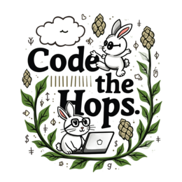 bunnies coding SVG PNG design with bold lettering, green floral elements