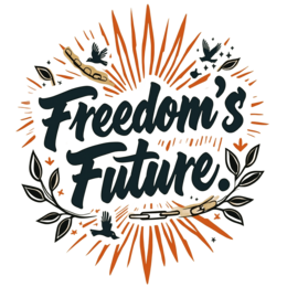 freedom future shirt SVG PNG design with bold lettering, black and orange floral elements