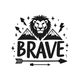 brave lion mountains SVG PNG design with bold lettering