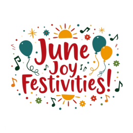 june festivities SVG PNG design with bold lettering, white and red floral elements