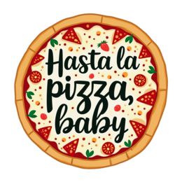 pizza SVG PNG design with bold lettering, red and green floral elements