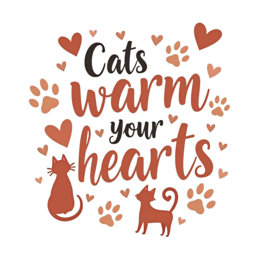 cats warm hearts SVG PNG design with bold lettering