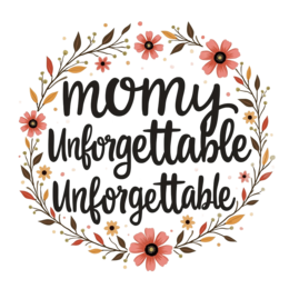 mom unforgettable flowers floral SVG PNG design with bold lettering, floral elements
