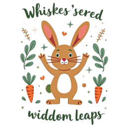 bunny leaps SVG PNG design with bold lettering, white and orange floral elements