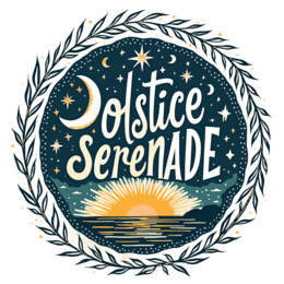 solstice serenade wreath SVG PNG design with bold lettering, white and blue floral elements