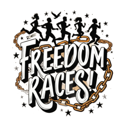 freedom races running SVG PNG design with bold lettering, an uplifting message