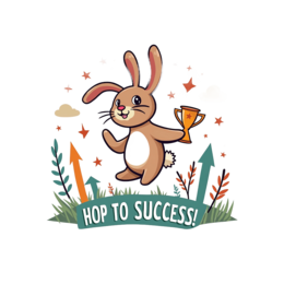 hop success rabbit SVG PNG design with bold lettering, orange and green floral elements