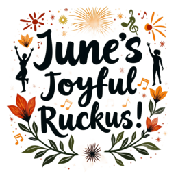 june joyful celebration SVG PNG design with bold lettering, orange and red floral elements