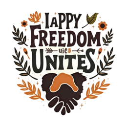 freedom handshaking illustration SVG PNG design with hand-drawn style, bold lettering, floral elements
