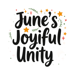 june's joyful unity SVG PNG design with bold lettering, black and white floral elements