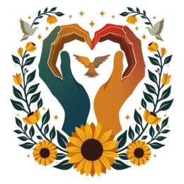 hands heart SVG PNG design with orange and red floral elements, an elegant visual style