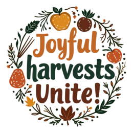 autumn harvest SVG PNG design with bold lettering, orange and green floral elements