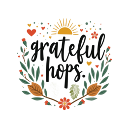 grateful hops SVG PNG design with bold lettering, black and white floral elements, an uplifting message