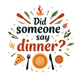 dinner dinnerparty SVG PNG design with bold lettering, orange and red floral elements