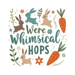 spring bunnies SVG PNG design with bold lettering, orange floral elements