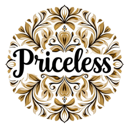 priceless pattern floral SVG PNG design with bold lettering, black and white floral elements