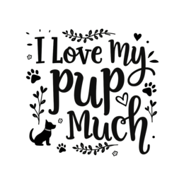 love dog specifics floral SVG PNG design with bold lettering, black and white floral elements