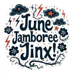 june jamboree jinx floral SVG PNG design with hand-drawn style, bold lettering, cream floral elements