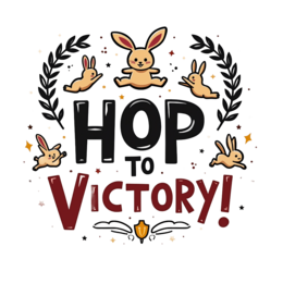 bunnies victory SVG PNG design with bold lettering, black and red floral elements