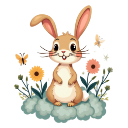 fantasy bunny flowers SVG PNG design with white floral elements