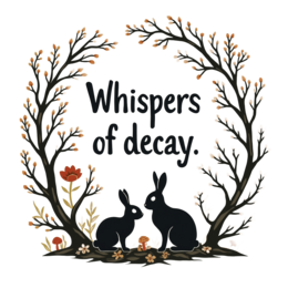 rabbits SVG PNG design with black and white floral elements