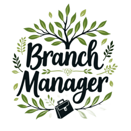 branch manager leaves SVG PNG design with bold lettering, black and red floral elements