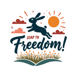 rabbit freedom shirt SVG PNG design with bold lettering, black and orange floral elements, an uplifting message