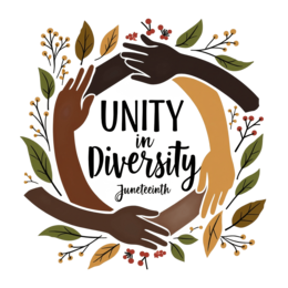 unity diversity juneteenth SVG PNG design with hand-drawn style, bold lettering, floral elements