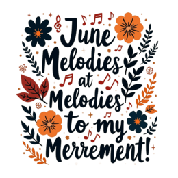 june melodies floral SVG PNG design with bold lettering, black and orange floral elements