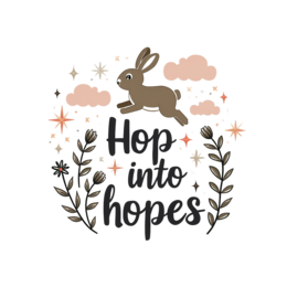 hop hopes bunny SVG PNG design with bold lettering, black and pink floral elements