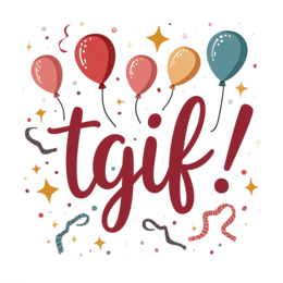 tgif balloons confetti SVG PNG design with bold lettering