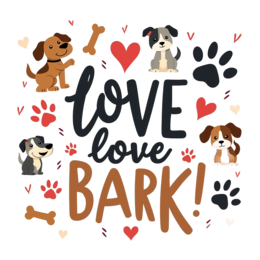 love bark dogs SVG PNG design with bold lettering