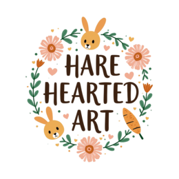 hare heart flower SVG PNG design with bold lettering, orange and pink floral elements