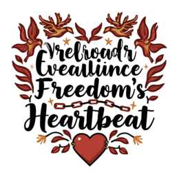 freedom heartbeat quote SVG PNG design with hand-drawn style, bold lettering, red floral elements