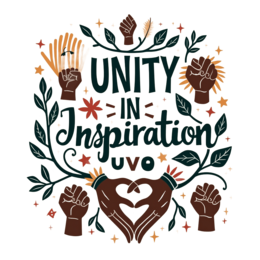 inspiration unity SVG PNG design with bold lettering, green floral elements, an uplifting message