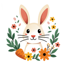 bunny flower carnival SVG PNG design with white and orange floral elements