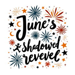 june fireworks stars SVG PNG design with hand-drawn style, bold lettering