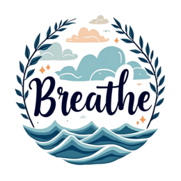 breathe ocean SVG PNG design with bold lettering, white and green floral elements