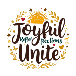 joyful typography SVG PNG design with red and green floral elements