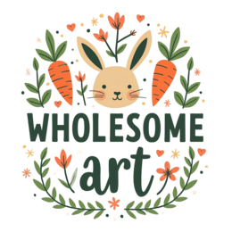 wholesome bunny carrots SVG PNG design with bold lettering, orange and pink floral elements